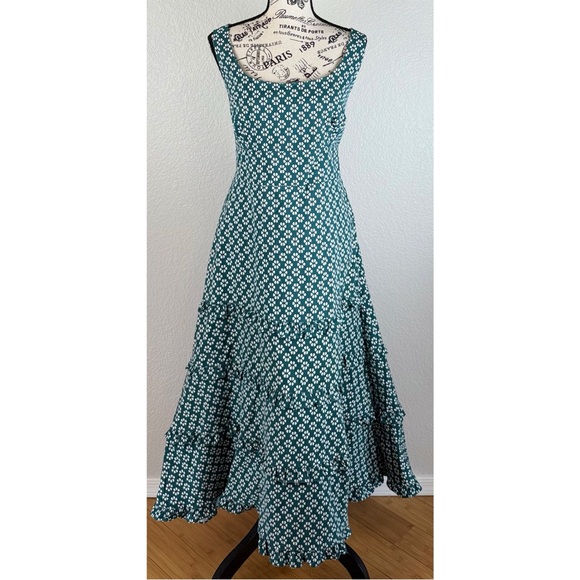 Anthropologie The Blythe Square-Neck Tiered Dress Midi Stretch Sleeveless XL - Picture 8 of 14